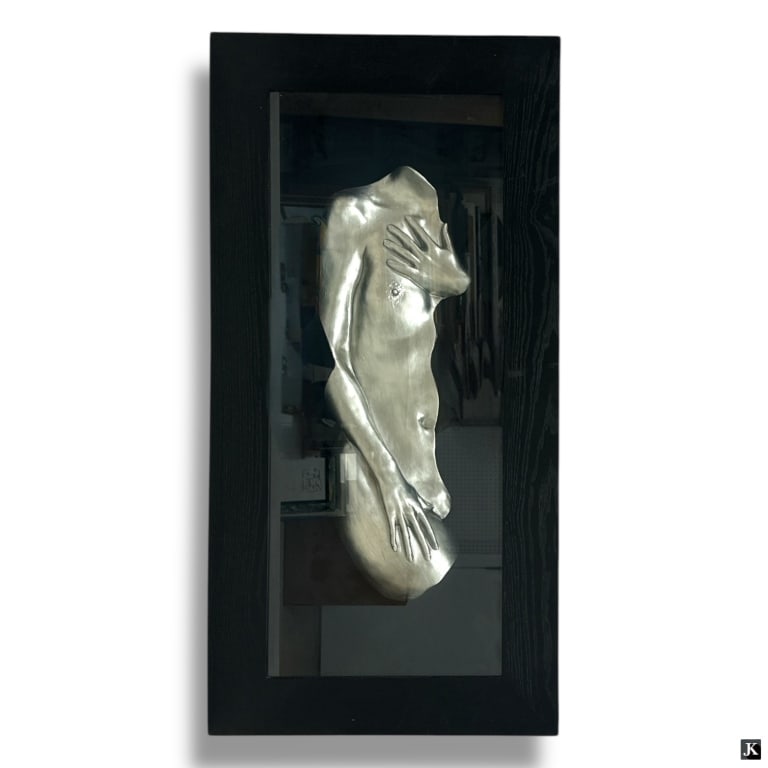 Contemporary Shadow Box Alto Relief "Nude": Contemporary Shadow Box Alto Relief "Nude". Unsigned. Good condition. The sculpture housed in a wood shadow box frame with a glass screen. Measures 47-1/4" H x 23-1/2" W x 5-1/2" D. LA/B13/RR
