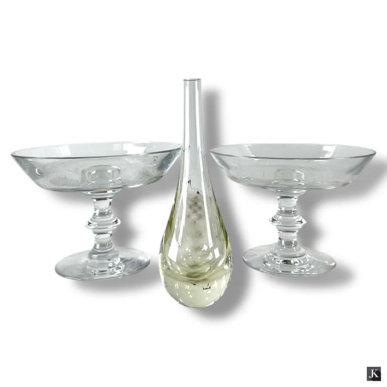 Pair Val St. Lambert Crystal Compotes & Vase (1 of 3)