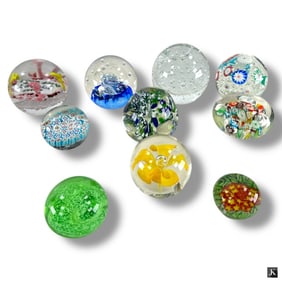 10 Vintage Blown Glass Paperweights