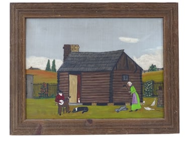 Essie Ward Oil on Masonite Folk Art Genre Painting