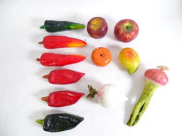 12 Pieces Papier Mache Fruits & Vegetables