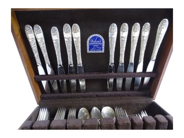 65 Pc Hallmark Sterling Flatware "Ribbon Rose"