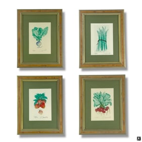 4 Charles Leonard Embossed Fruit & Veg Prints