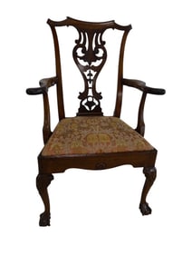 Vintage Chippendale Style Mahogany Armchair