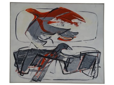 Contemporary Oil on Canvas Signed Trost "Birds"