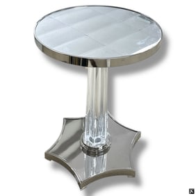 Hollywood Regency Style Chrome Lucite Mirror Tabl