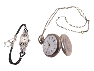 Ladies Art Deco Platinum Diamond & Sapphire Watch