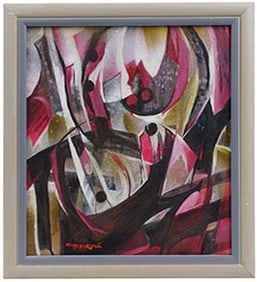 Ludmila Chrenkova Signed Oil/Cardboard "Abstract"