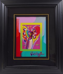 Peter Max Mixed Media "Angel with Heart on Blends"