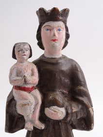 Vintage Carved Wood Polychrome Santos St. Anthony