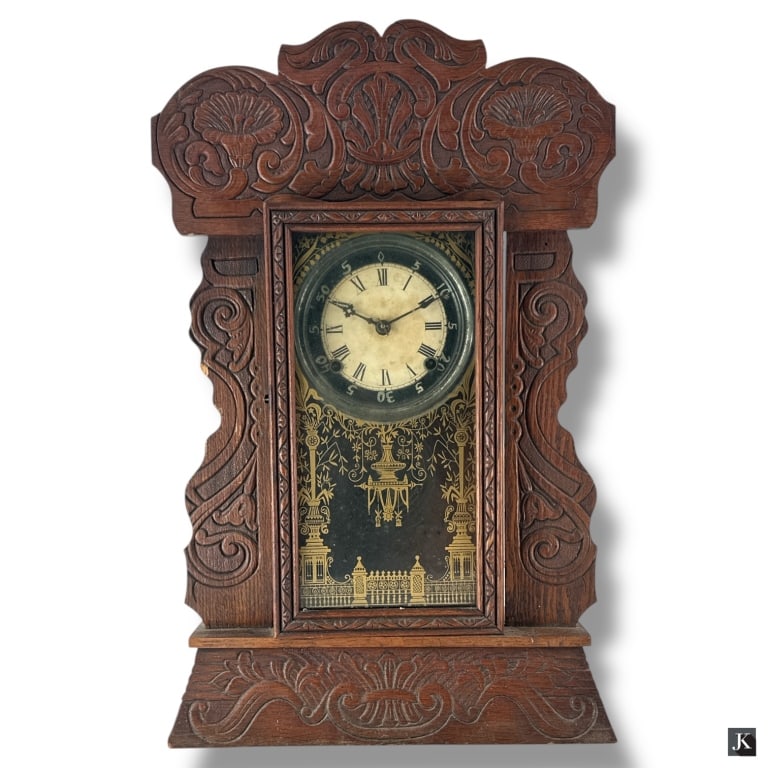 19 C New Haven Parlor Clock in Oak Case (1 of 5)
