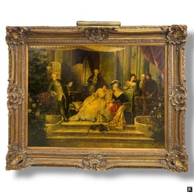 19 C Signed Continental School Genre Oil on Canvas