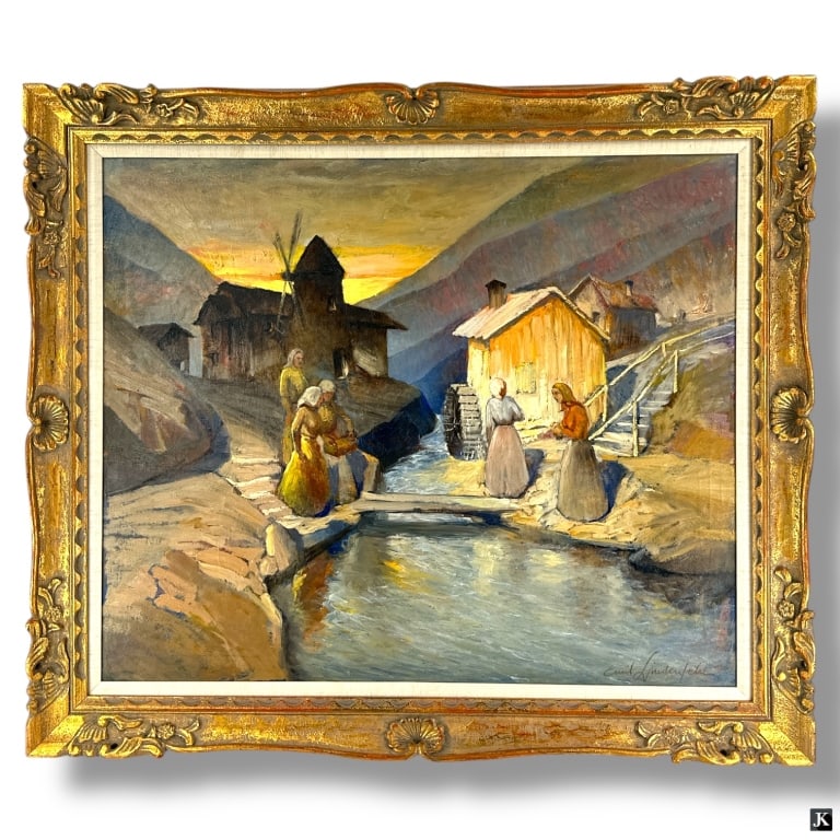 Emil Lindenfeld Oil on Canvas "Old Mills" (1 of 6)