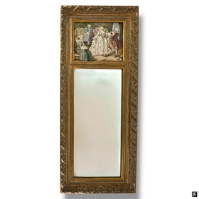 Louis XV Style Trumeau Mirror w/ Gobelin Panel