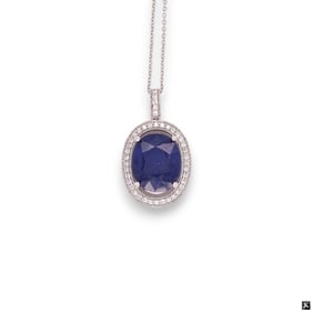 14K Sapphire And Diamond Necklace