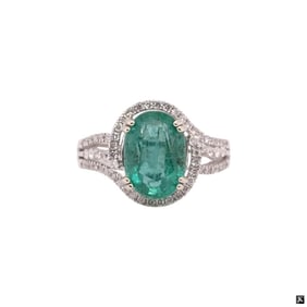14K Emerald And Diamond Ring