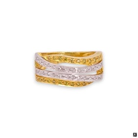 14K Yellow & White Diamond Band Ring