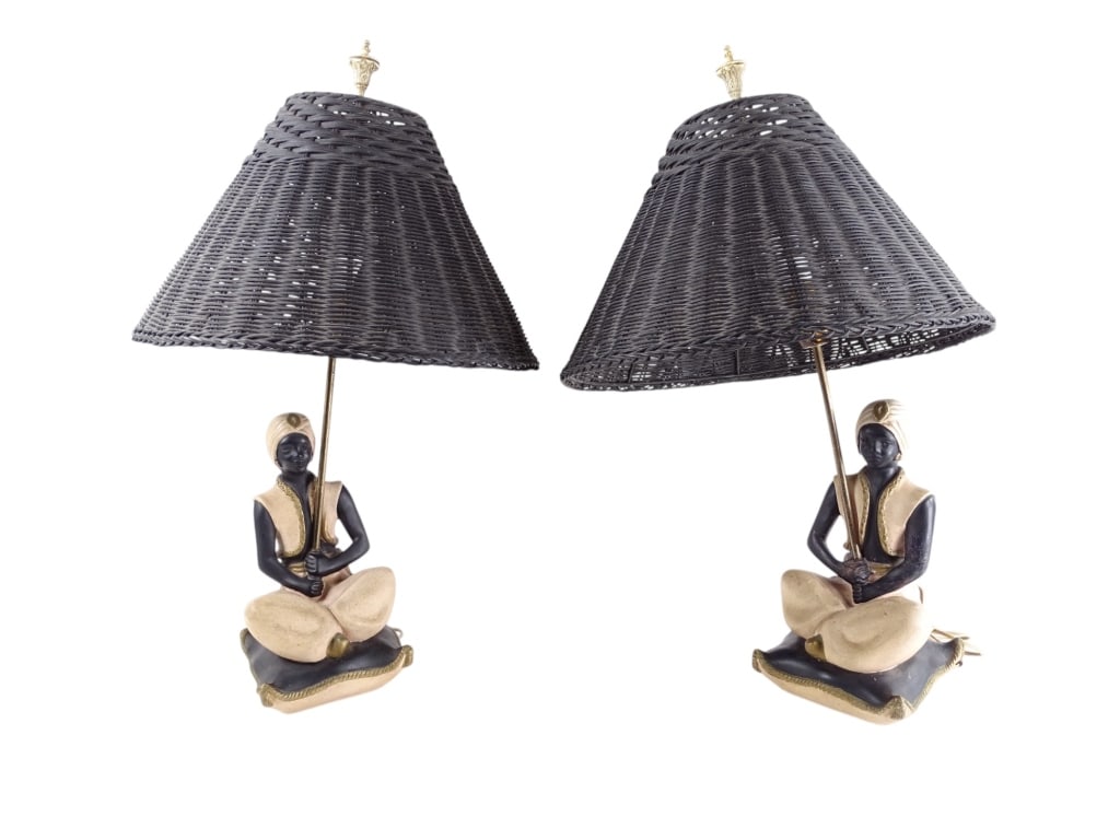 Pair Mid Century Blackamoor Lamps (1 of 7)