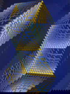 Victor Vasarely Serigraph "Teries 1977": Victor Vasarely Serigraph "Teries 1977". Unsigned. Well framed and presented under glass screen. Good condition. Measures 29-1/2" x 22", frame measures 39-1/2" x 31". Victor Vasarely Serigraph "Teries