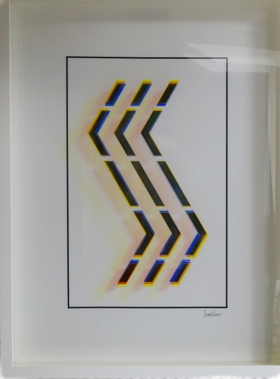 Leonard Janklow Kinetic Art "ZigzaG": Leonard Janklow (American, 1919-2006) Kinetic Art "ZigzaG". Signed. Good condition. Measures 32-3/4" x 24-3/4" overall.