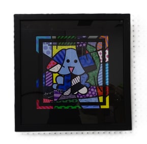 Romero Britto Mixed Media "Blue Dog"