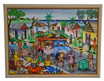 Yves Jean Gerard Edouard Oil/Board Busy Market