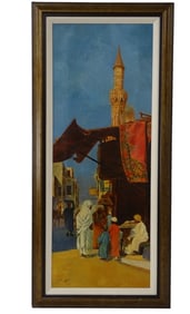 Frederick Goodall Oil/Board "Orientalist Market"