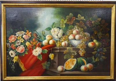 18 C Flemish School Oil/Canvas "Still Life Fruits"