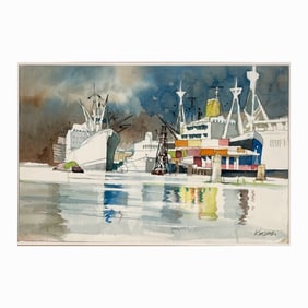 Museum Quality Dong Kingman "Ships Reflection"