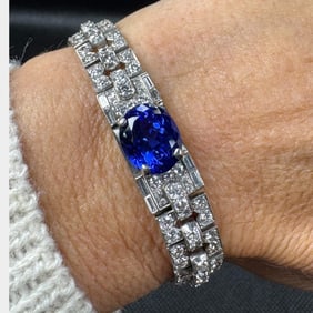Art Deco Platinum Tanzanite & Diamond Bracelet
