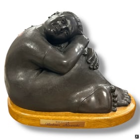 Vladimir Alvarado Bronze Sculpture "Seated Woman"