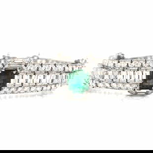 Art Deco Platinum Emerald & Diamond Bracelet: Item # 9948 Category Bracelets Art Deco Platinum Emerald & Diamond Bracelet Weighing 47.3 grams Set with an app. 4.50 Ct. Emerald Along with 86 Baguette Diamonds weighing app. 22.00 Ct. And 134 Round