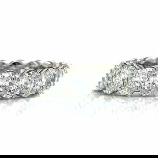 Platinum 6.65 Ct. Diamond Eternity Band: Item # 9810 Category Rings Platinum 6.65 Ct. Diamond Eternity Band Weighing 7.6 grams Set with 16 Oval Diamonds weighing app. 6.65 Ct. F-G Color, VVS-VS Clarity Ring Size 7