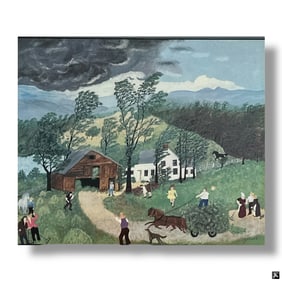 after: Grandma Moses Color Print "The Thunderstorm