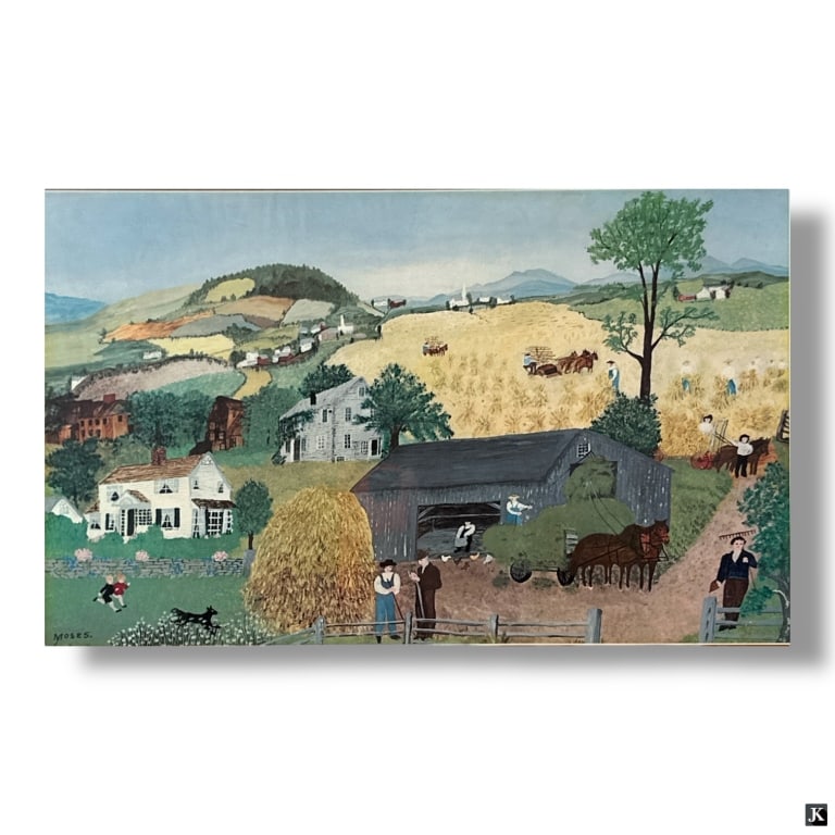 after: Grandma Moses Color Print "In Harvest Time" (1 of 5)