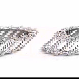 10.75 Ct. Diamond Eternity Ring: Item # 6758 Category Rings Platinum 10.75 Ct. Diamond Eternity Ring Weighing 10.7 grams Set with 16 Emerald-cut Diamonds weighing app. 10.75 Ct. G-H Color, VS1-VS2 Clarity Ring Size 7