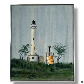 Framed Decorative Color Print "Lighthouse" J. Dye