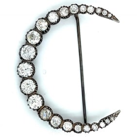 Platinum 9.00 Ct. Diamond Crescent Brooch