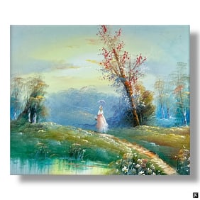 Vintage Decorative Acrylic on Canvas "Landscape"