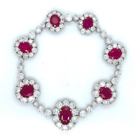 Platinum SSEF Certified Thai Ruby & Diamond Bracel