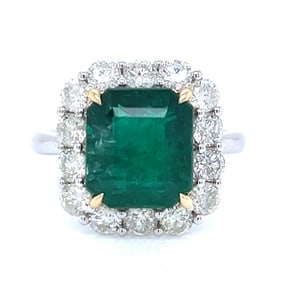 18K White Gold 4.79 Ct. Emerald & Diamond Ring