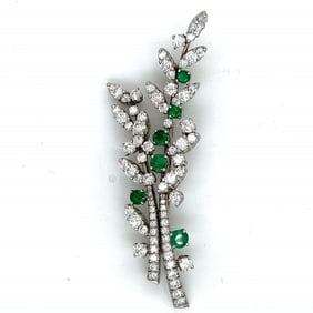 TIFFANY & CO. Art Deco Platinum Emerald & Diamond