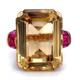 Retro 14K Citrine Cocktail Ring