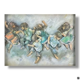 Vintage Mixed Media Diorama Children Dancing