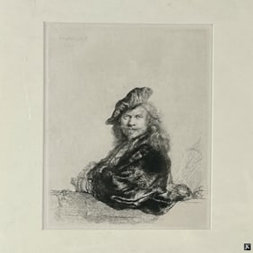 2 Framed Rembrandt Engravings "Self Portrait"