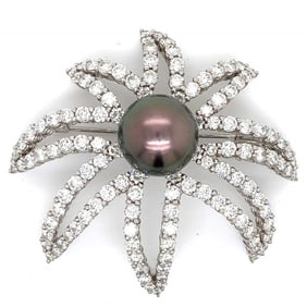 Platinum Diamond & South Sea Pearl Brooch