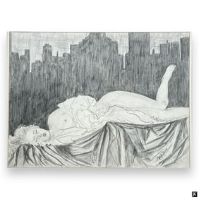 Signed Marga Paris Pencil Drawing Of Nude Female