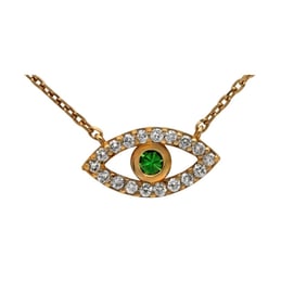 Elegant 14K Yellow Gold Evil Eye Necklace