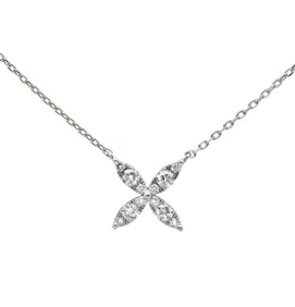 Exquisite Floral Diamond & White Gold Necklace