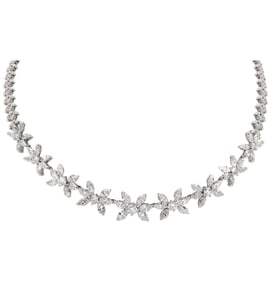 27.00Ct Diamond Floral Necklace in Platinum